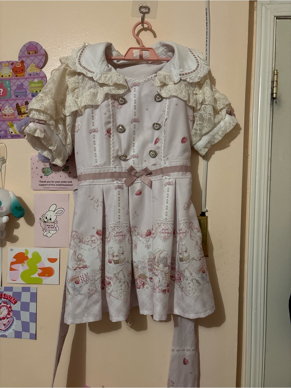 Liz Lisa Picnic Pink Lace-Trimmed Dress with Bow
